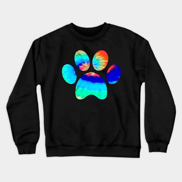 Tie Dye Animal Cat Dog Paw Print Pet Lover Crewneck Sweatshirt by QUYNH SOCIU